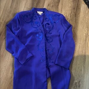 Vintage Blue Embroidered Silk Jacket